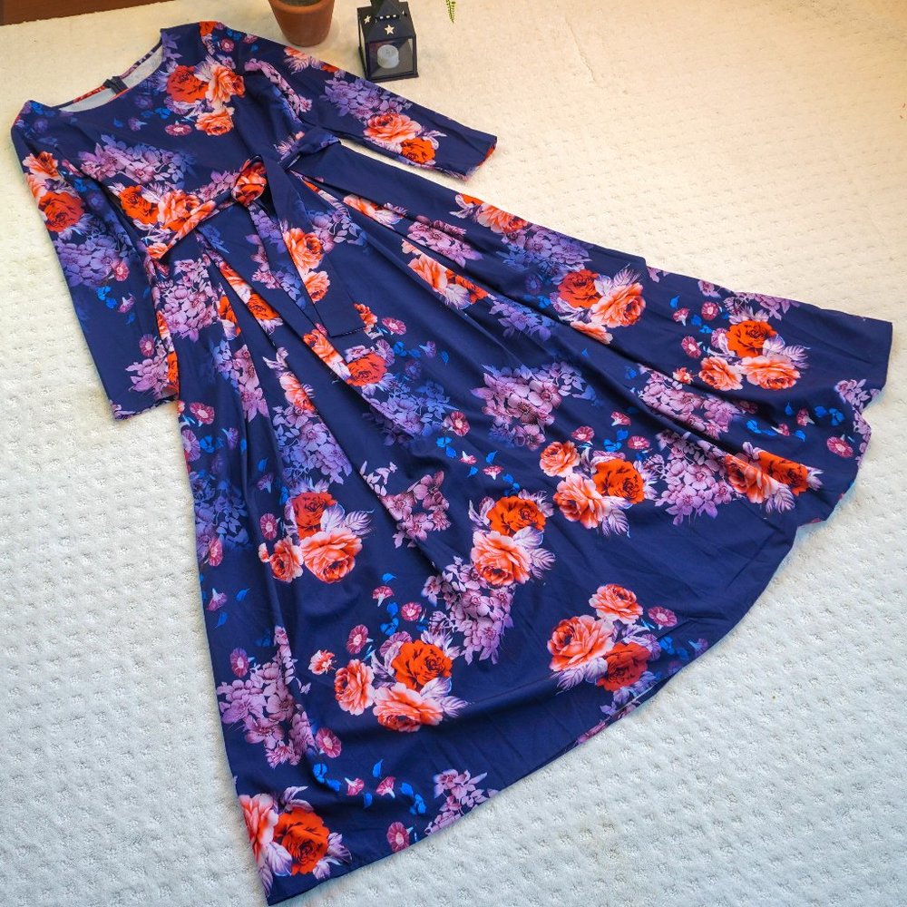 A Stunning Long Sleeves Floral Maxi Dress